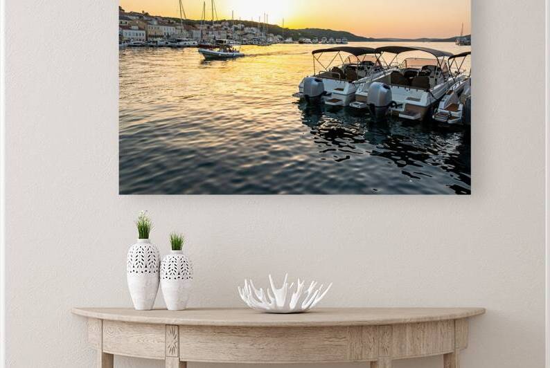 Beautiful sunset in the marina of Mali on the island of Losinj in the Adriatic Sea Croatia by caladoart