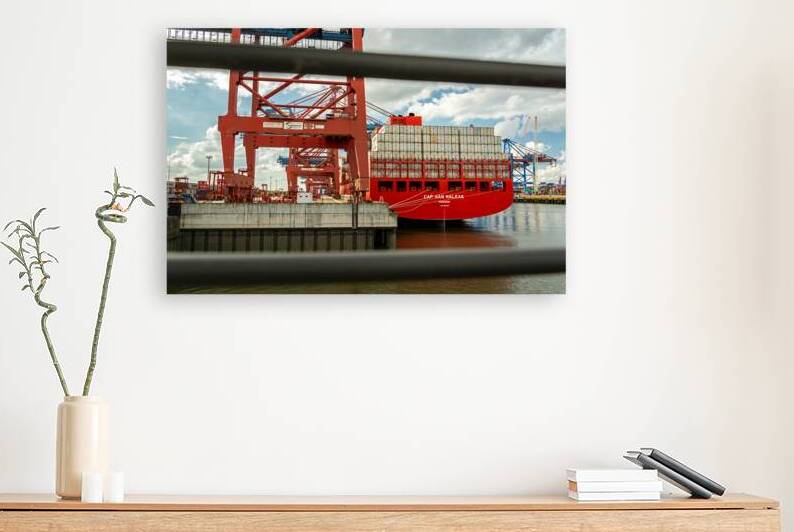 Ship unloading at a container terminal in the port area of Hamburg Germany by caladoart