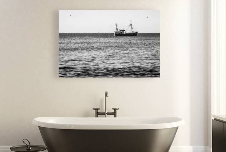 Black and White shot of fishing vessel on the North Sea by caladoart