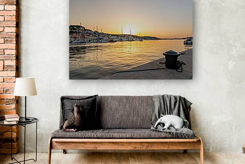 Beautiful sundown in the marina of Mali on the island of Losinj in the Adriatic Sea Croatia by caladoart