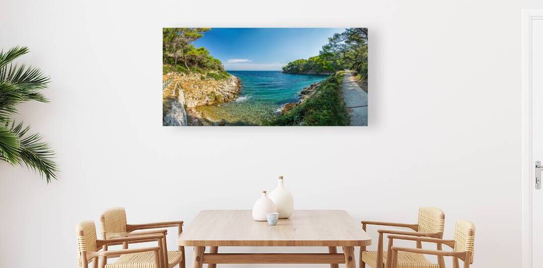 Panorama of beautiful bay and hiking path on the island of Losinj in the Adriatic Sea Croatia by caladoart