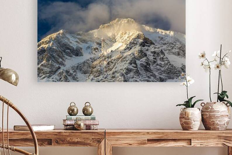 The Majestic Ortler Mountain in the European Alps behind scenic clouds by caladoart