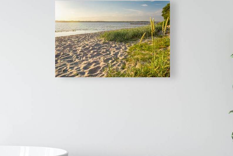 Sunset at a peaceful beach in Glücksburg at the Flensburger Förde in North Germany by caladoart