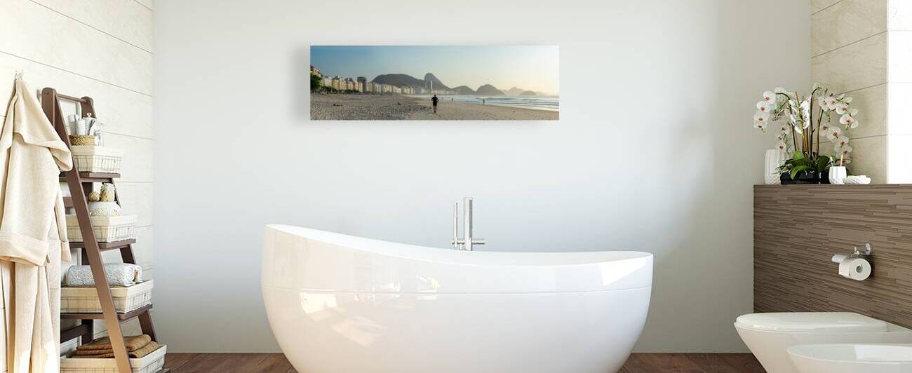 Widescreen panorama shot of Copacabana Beach in Rio de Janeiro in Brazil at sunrise  by caladoart