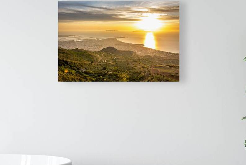 Beautiful golden sunset over Trapani on Sicily  by caladoart