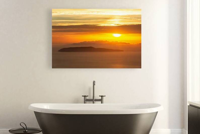 Island of Favignana in front of Trapani on Sicily during dramatic colourful sunset  by caladoart