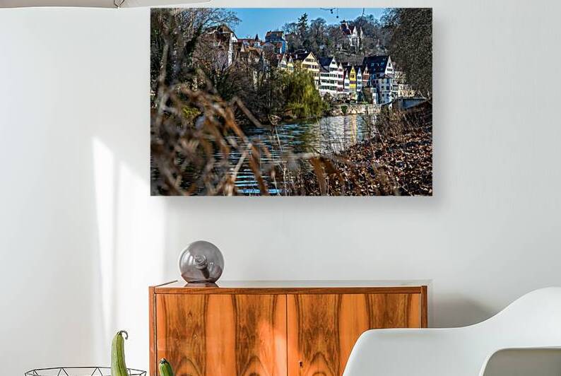 Colourful traditional half timbered houses at the riverfront of Tübingen in Southern Germany  by caladoart