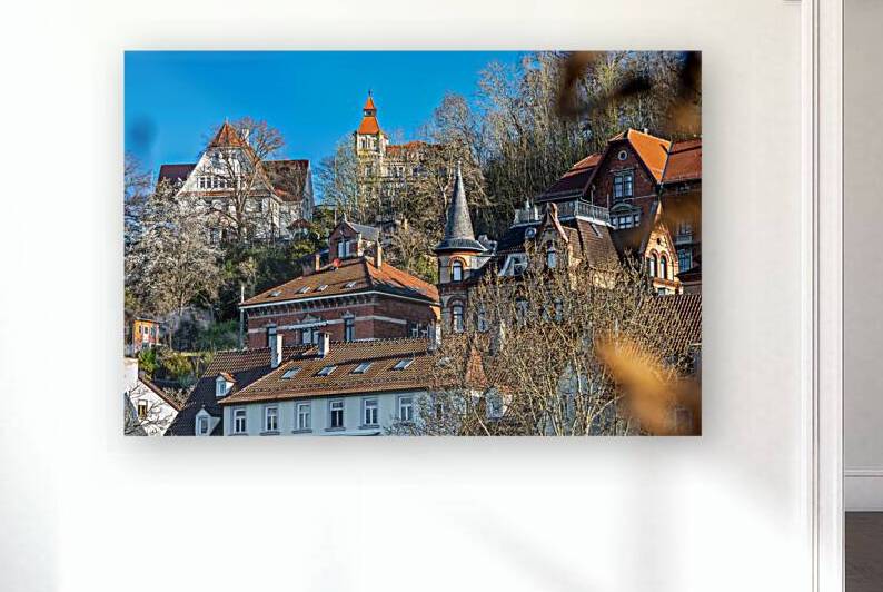 Beautiful historic villas on the Österberg in Tübingen in spring  by caladoart