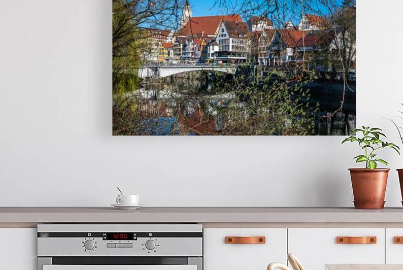 View of the Neckarbrücke and the old town of Tübingen on a beautiful morning in spring  by caladoart