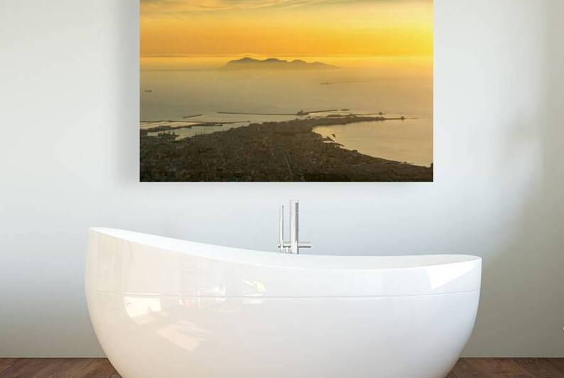 Sunset over Trapani on the island of Sicily by caladoart