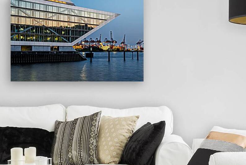 Evening reflections at Dockland in Hamburg by caladoart