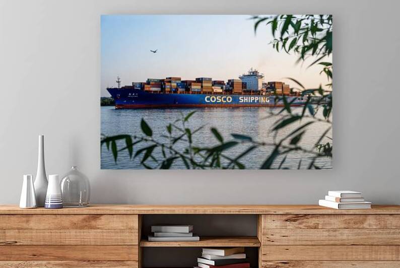 Hamburg Germany – 06 20 2025: Large container vessel on the Elbe River by caladoart