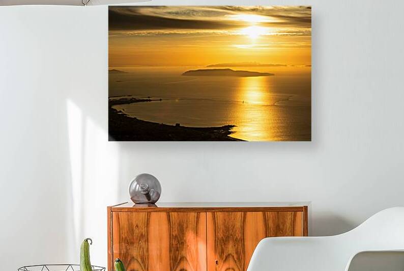 Sunset over the Sicilian coast and the Mediterranean Sea near Trapani  by caladoart