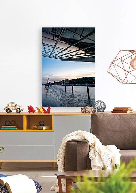 Reflections of the Elbe River in the Dockland building in Hamburg  by caladoart