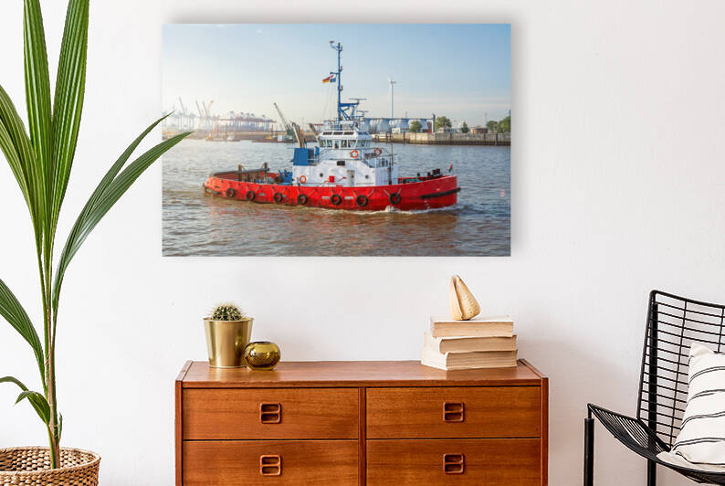 Tugboat on the Elbe River in Hamburg in North Germany  by caladoart