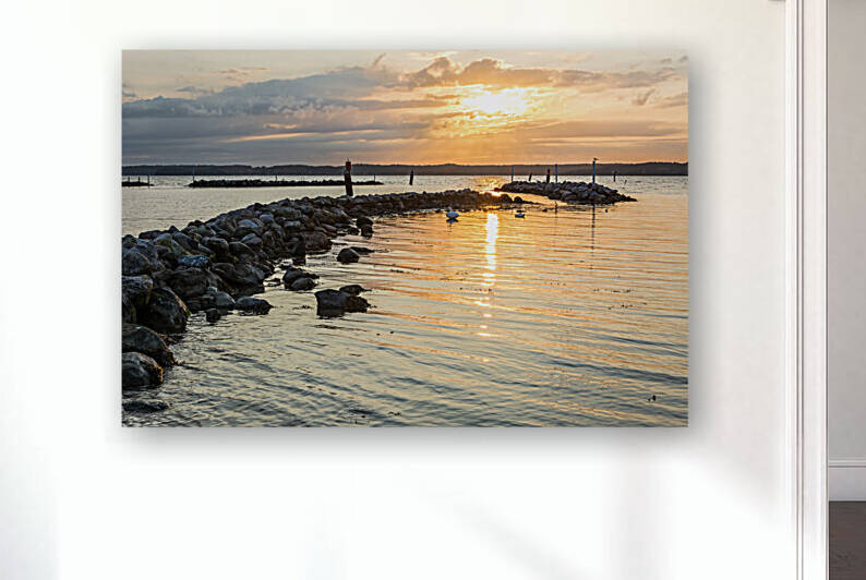 Breakwater rocks in Schauesende at the Baltic Sea by caladoart