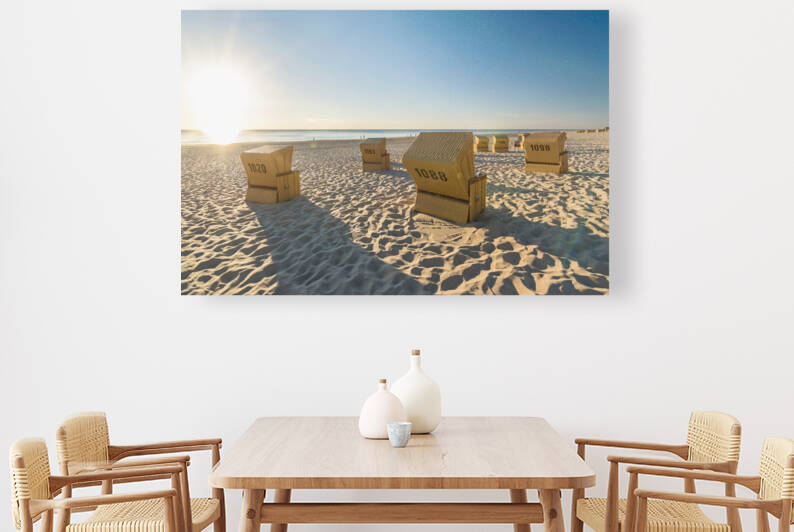 Beach chairs at the ocean on the island of Sylt by caladoart