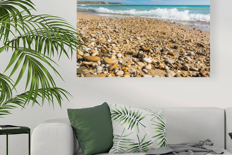 Rocky beach at the Mediterranean Sea on Sicily Italy by caladoart