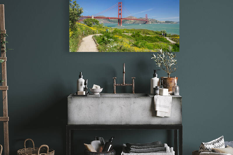 Park at the Golden Gate Bridge in San Francisco by caladoart