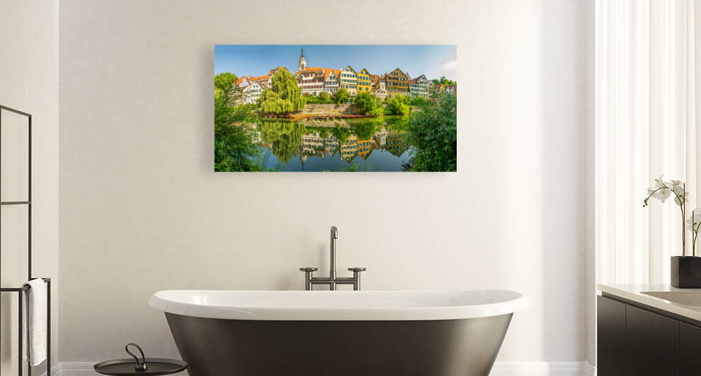 Waterfront in Tubingen Germany by caladoart