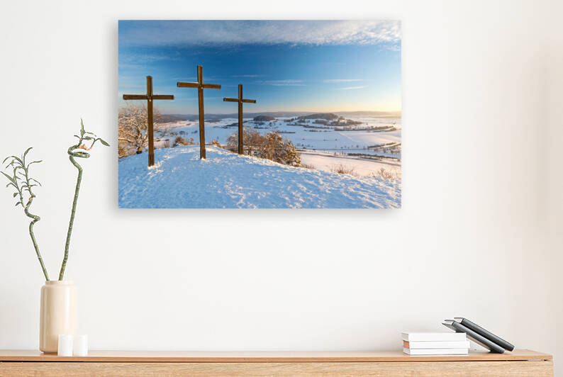 Summit Crosses in Winter by caladoart