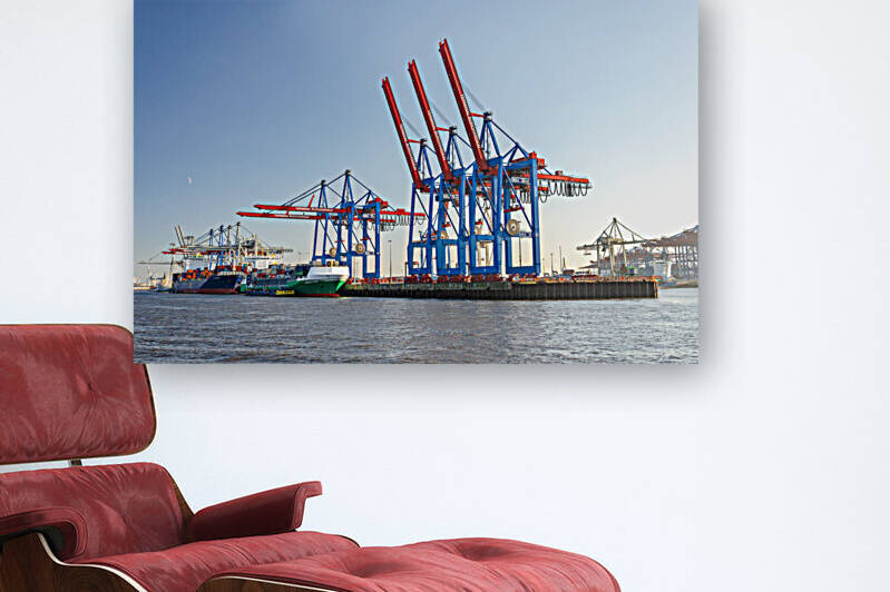 Harbor Cranes in Hamburg by caladoart