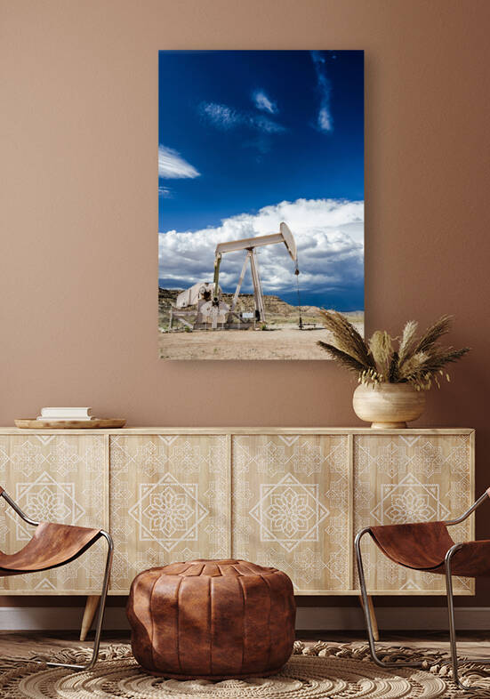 Oil pump in the desert in the US Southwest by caladoart