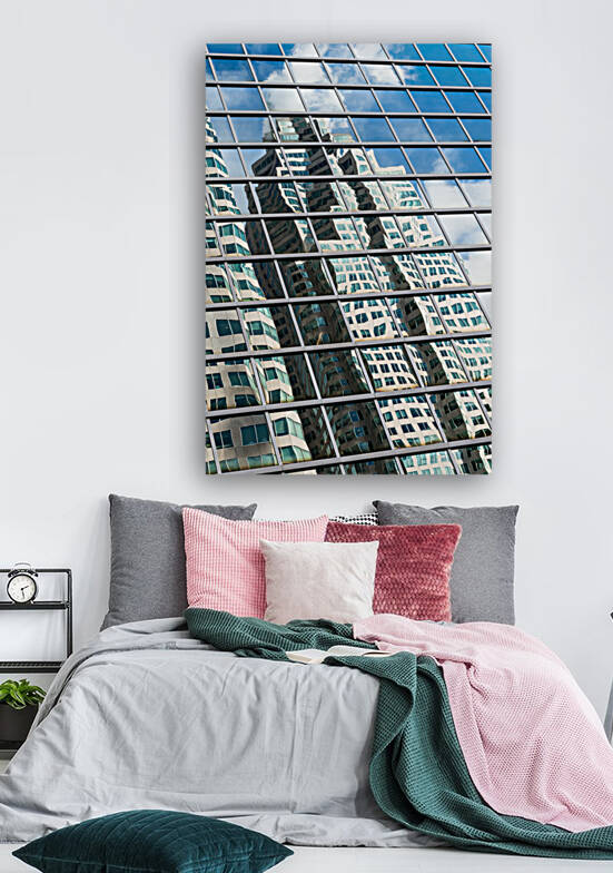 Reflections on a glass facade in Toronto Canada by caladoart