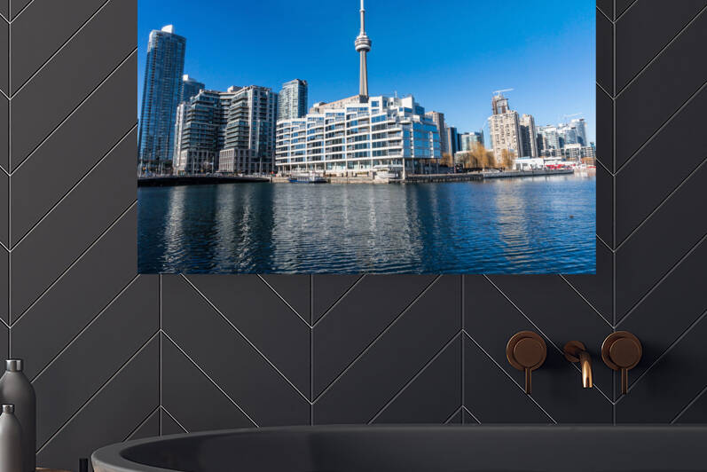 View of modern buildings at the waterfront in Toronto Canada by caladoart
