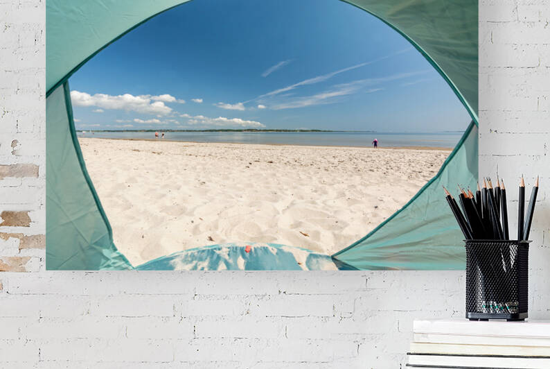 Beach shelter at the Baltic Sea in North Germany  by caladoart