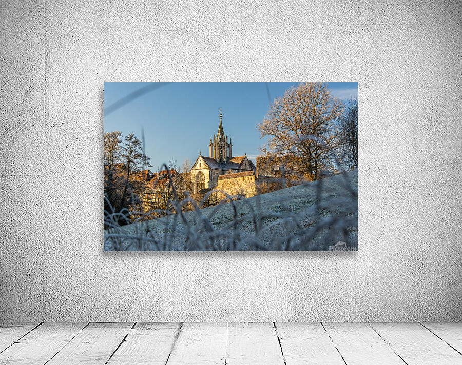 Historic medieval monastery of Bebenhausen in gorgeous winter landscape at sunrise  Wall Preview