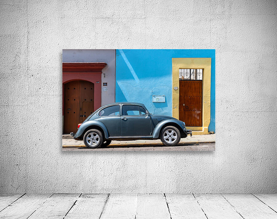 VW Beetle in front of colorful colonial architecture in Oaxaca i by ...