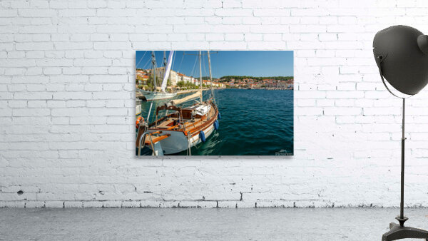 Luxurious sailing yacht in the harbour of Mali on the island of Losinj in the Adriatic Sea Croatia Wall Preview