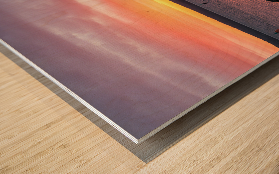Breakwater Sunset Wood print