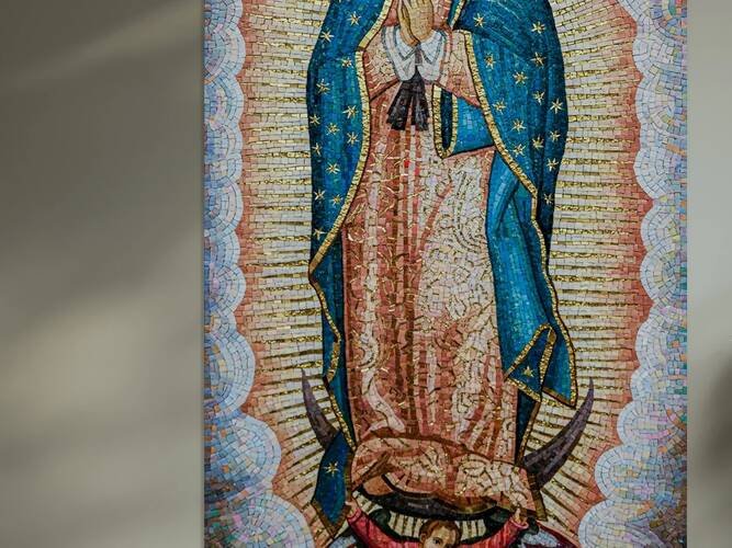 Exquisite Mosaic Art of the Virgin Mary by CONSTANTINE W GATES