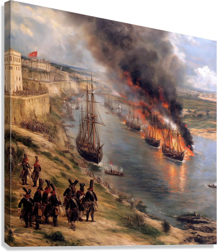 Burning Harbor Canvas Print