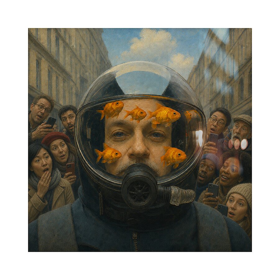 Aquarium Man Picture Frame print