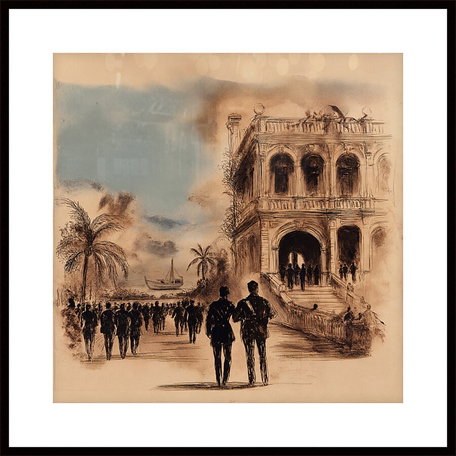 Sepia Promenade Picture Frame print