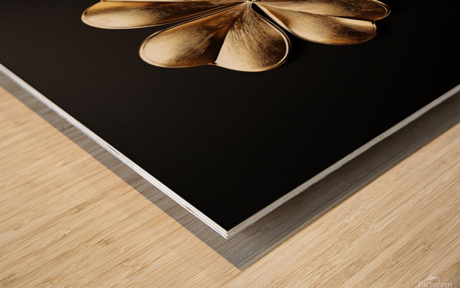 Golden Shamrock Wood print