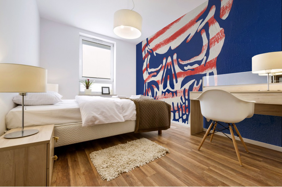 American Flag Skull Mural print