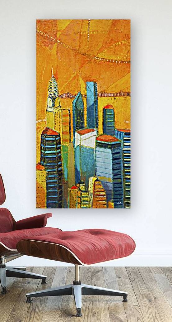 NEW YORK CITY WITH CHRYSLER BUILDING-Manhattan skyline with orange background by Habib Ayat