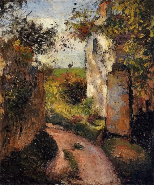 A Peasant in the Lane at Hermitage Pontoise 187 - Camille Pissarro Digital Download