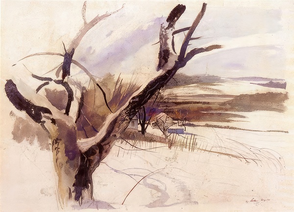 Winter Farm Scene   Contemporary Realism - Andrew Wyeth Digital Download
