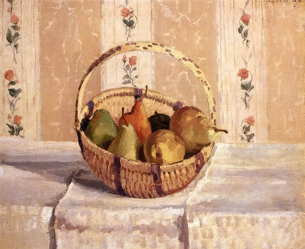 Apples and Pears in a Round Basket 1872 Camil Digital Download
