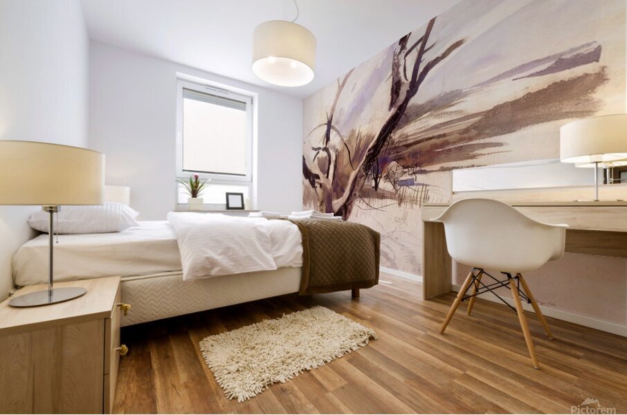 Winter Farm Scene   Contemporary Realism - Andrew Wyeth Mural print