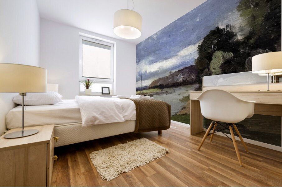 Banks of a River with Barge 1864 Camille Piss Mural print