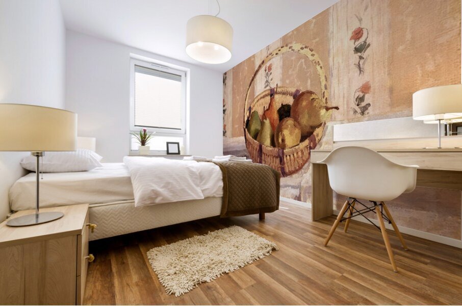 Apples and Pears in a Round Basket 1872 Camil Mural print