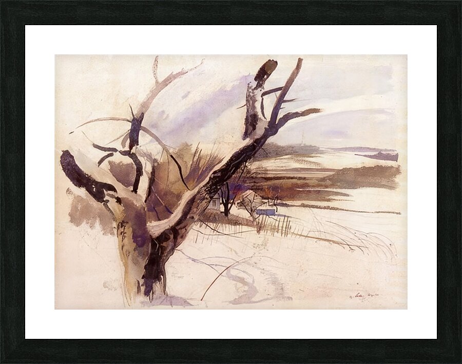 Winter Farm Scene   Contemporary Realism - Andrew Wyeth Picture Frame print
