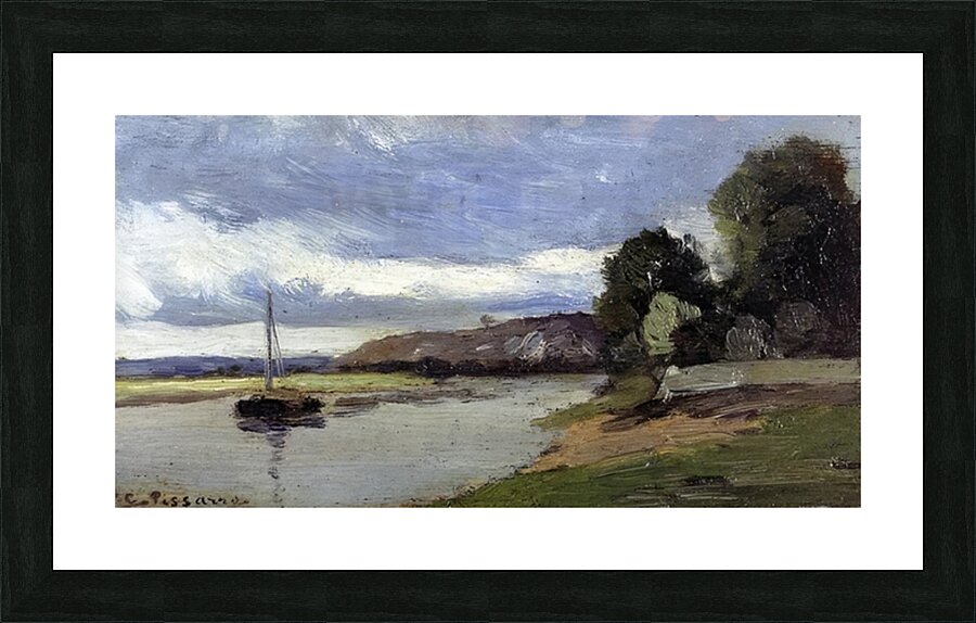 Banks of a River with Barge 1864 Camille Piss Picture Frame print