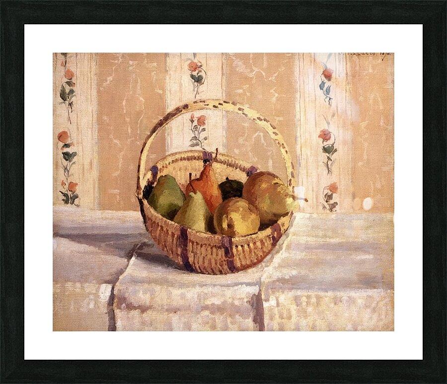 Apples and Pears in a Round Basket 1872 Camil Picture Frame print